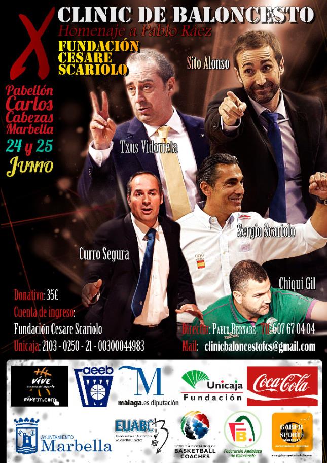 Cartel X Clinic Internacional de Baloncesto Fundación Cesare Scariolo