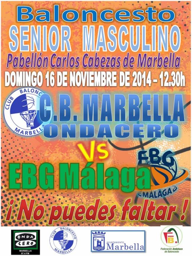 Cartel partido Sénior U22 CB Marbella Onda Cero - EBG Málaga