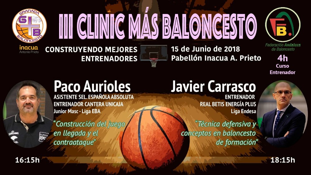 III CLINIC MAS BALONCESTO ' CONSTRUYENDO MEJORES ENTRENADORES' - CD GRANADA  MAS BALONCESTO - Federación Andaluza de Baloncesto - Delegación de Granada