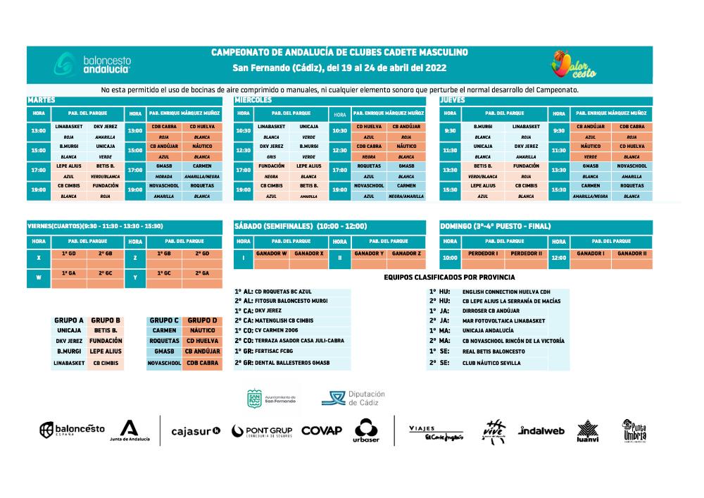 Calendario CADEBA 2022 Cadete Masculino