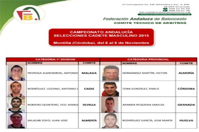 Árbitros asistentes Campeonato Andalucía Selecciones Provinciales  Cadete Masculino 15 - 16