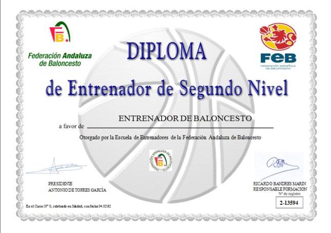 Diploma Entrenador  nivel II