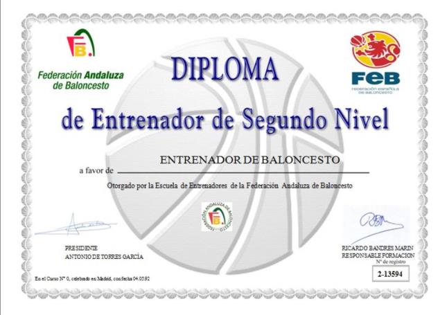 Diploma Entrenador Segundo Nivel